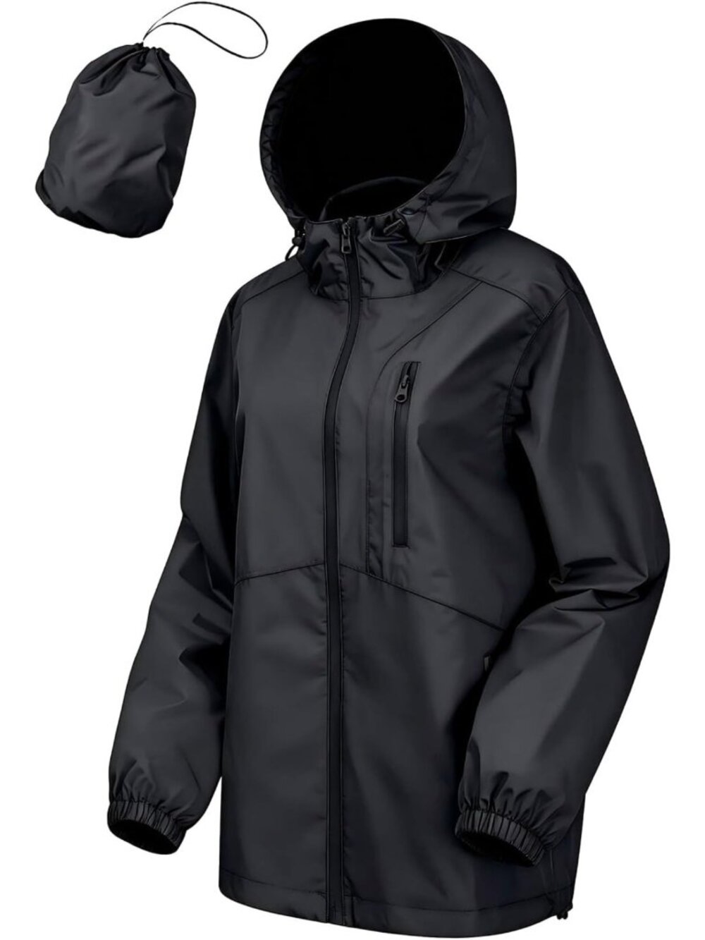 Lightweight Waterproof Hooded Rain Jacket for Women, Sizes S-XXL, Stylish